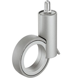 Møbelhjul, simpelt design, styrbar med bremse, gevindtap