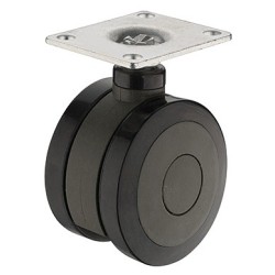 Møbelhjul, Antracit, 100 kg, monteringsplade, fast