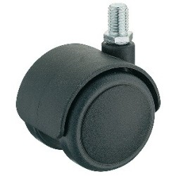 Møbelhjul, simpel sort, gevindtap, 50 kg