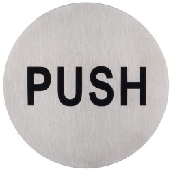 Skilt i rustfrit stål - push/skub