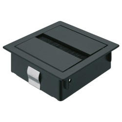 Kvadratisk kabelgennemføring med dobbelt klaplåger - 80 x 80 mm