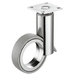 Møbelhjul, simpelt design, styrbar med bremse - krom
