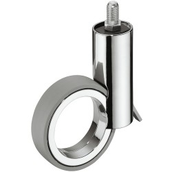 Møbelhjul, simpelt design, styrbar med bremse, gevindtap - krom