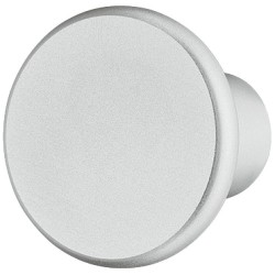 Rundt fladt knopgreb, aluminium, sølvfarvet eloxeret