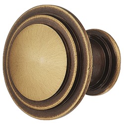 Traditionelt knopgreb, brun antik messing, Ø30