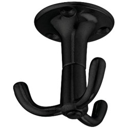 Dreielig, svart garderobekrok med 3 kroker - takkrok - aluminium