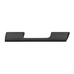 Fladt, firkantet bøjlegreb m/ brede sokler i sort bejdset eg