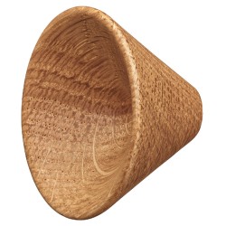 Kjegleformet knott i naturlakkert eik med fordypning