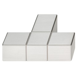 Små kvadrater sammensat til et knopgreb i forniklet børstet aluminium