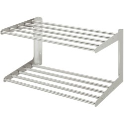 Dobbelt skoholder i mat børstet rustfrit stål.