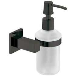 Moderne sæbedispenser i grafit sort messing med satinfrost glas