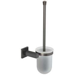 Moderne wc børstesæt i grafit sort messing med satinfrost glas